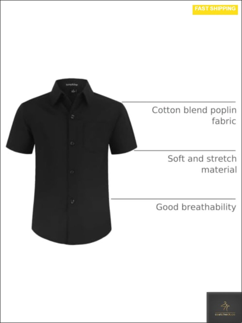 Boys Short Sleeve Dress Shirt Button Down Cotton Blend Poplin Uniform Classic - Picture 2 of 6